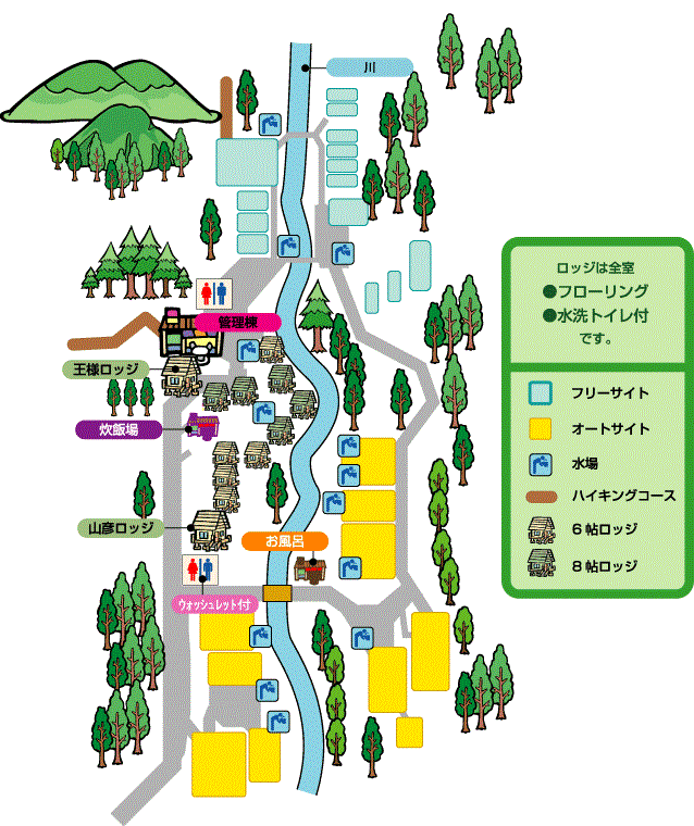 スカイバレーキャンプ場のマップ