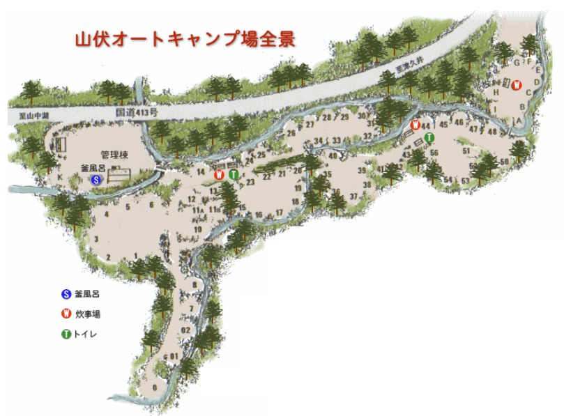 山伏オートキャンプ場のマップ